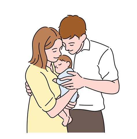 family mom dad and baby drawing